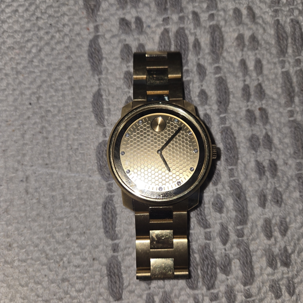 Movado Gold Minimalist Watch Elegant Accessories